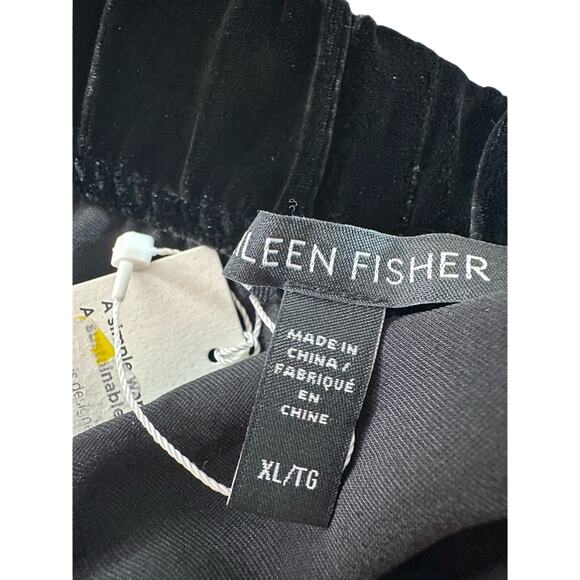 NWT EILEEN FISHER Velvet Straight Leg Pants Black XL Pull-On Side Pockets - Picture 7 of 7